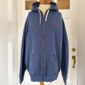 Polo by Ralph Lauren Navy Zip-Up Hooded Sweatshirt with Red Pony